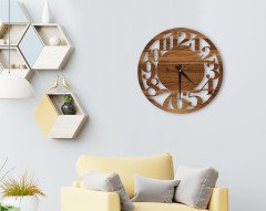 BK Home Dekoratif 45cm Ahşap Duvar Saati-25