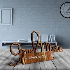 Kişiye Özel Mesleki Genel Müdür Ahşap Masa İsimliği - D5
