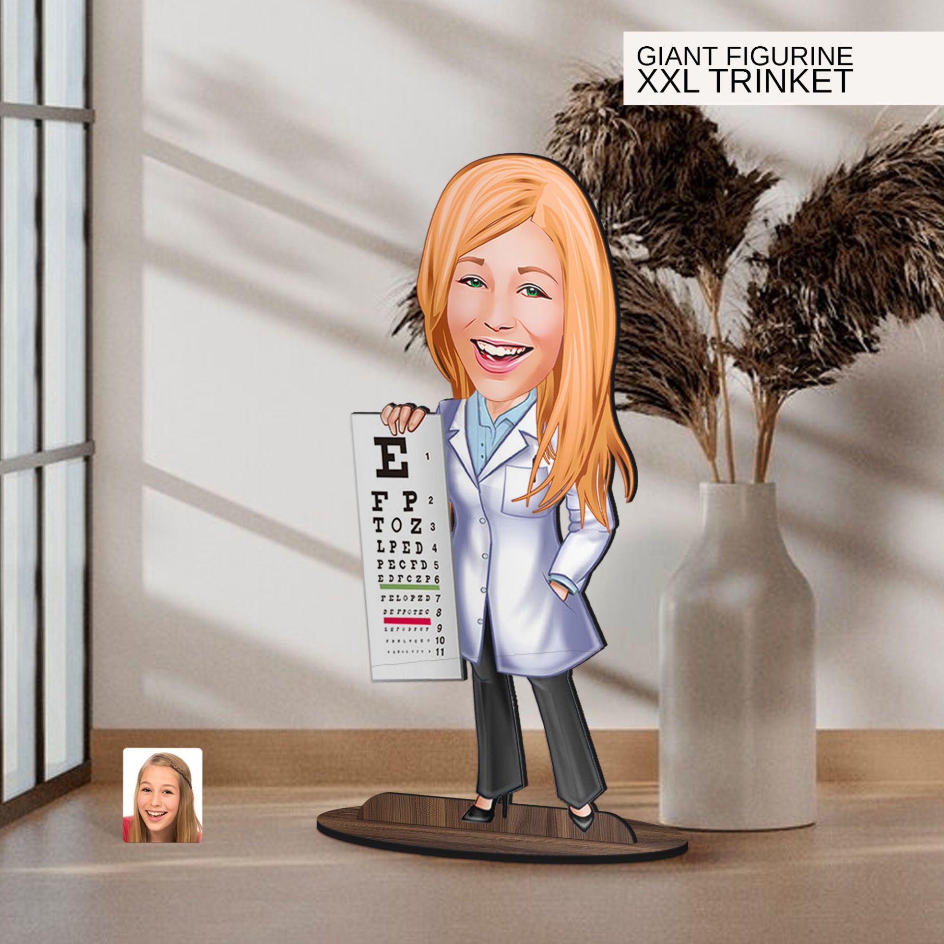BK Gift Kişiye Özel Doktor Karikatürlü Büyük Boy Ahşap Biblo-7 Arkadaşa Hediye , Sevgiliye Hediye, Kişiye Özel Biblolar