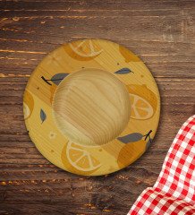Kişiye Özel Limon Tasarımlı Doğal Ahşap Tabaklı Türk Kahvesi Fincanı Model 2