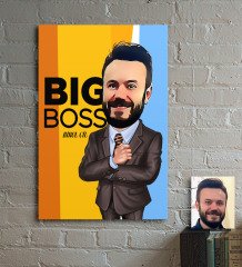 Kişiye Özel Bay Big Boss Karikatür Ahşap Tablo - 3