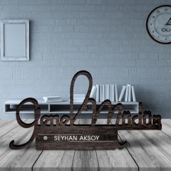 Kişiye Özel Mesleki Genel Müdür Ahşap Masa İsimliği - D3