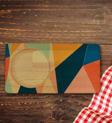 Kişiye Özel Modern Art Tasarımlı Doğal Ahşap Tabaklı Viski Bardağı Sunum Seti Model 8