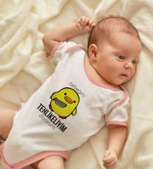 BK Kids Tehlikeliyim Diyorum Tasarımlı Pembe Bebek Body Zıbın-1