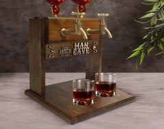 BK Gift Kişiye Özel Kabartma İsimli Çift Musluklu Doğal Ahşap Viski Standı, İçki Standı, Doğum Günü Hediyesi, Ev Hediyesi, Erkek Hediye-42