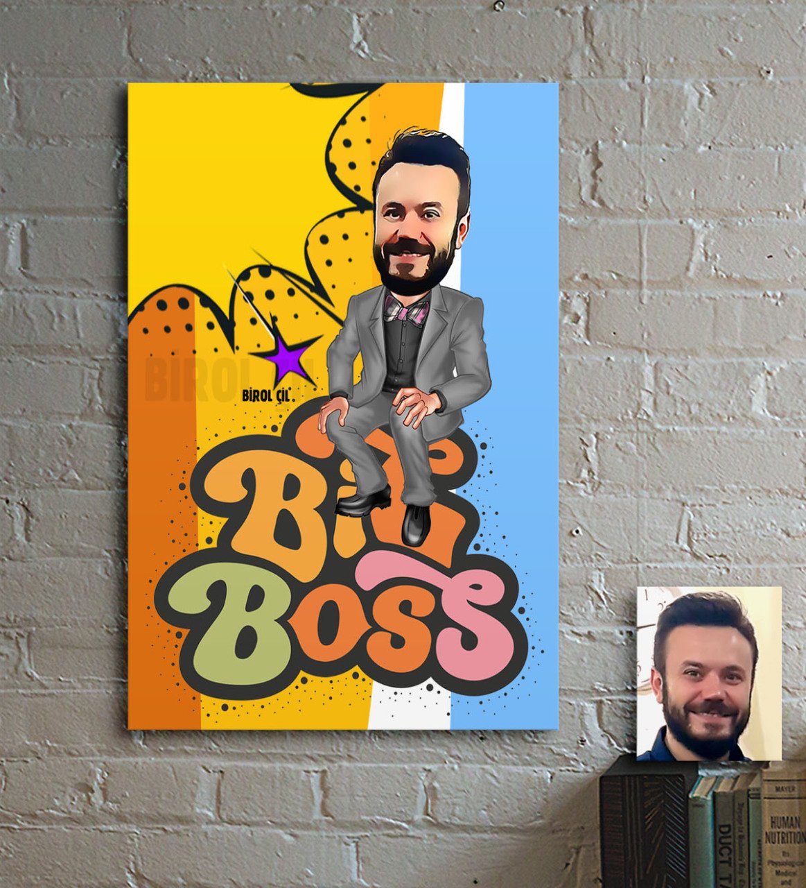 Kişiye Özel Bay Big Boss Karikatür Ahşap Tablo - 4
