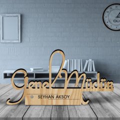 Kişiye Özel Mesleki Genel Müdür Ahşap Masa İsimliği - D2