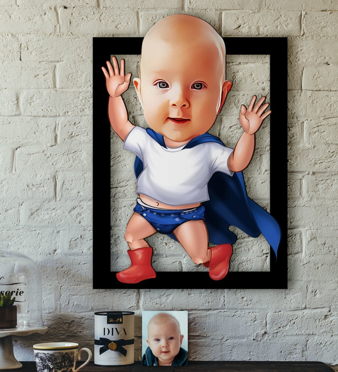Kişiye Özel Bebek Karikatürlü 3D Ahşap Tablo-3