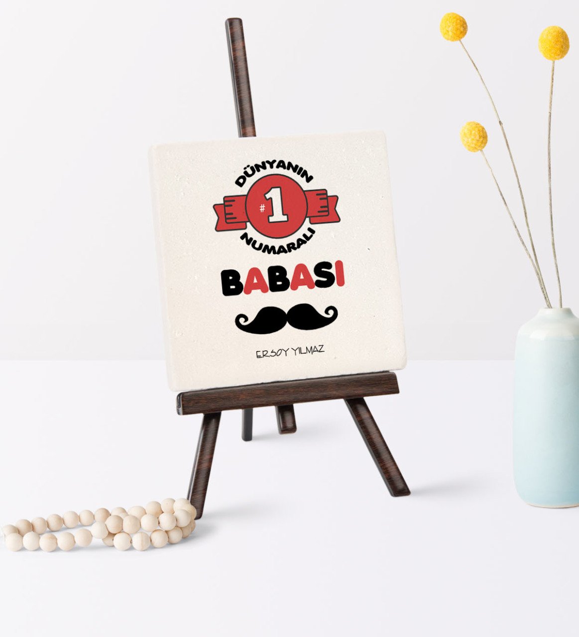 Babalar Gününe Özel Dünyanın 1 Numaralı Babası Şovaleli Doğal Taş - 1