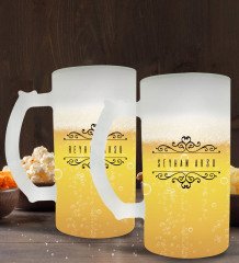 Kişiye Özel İsimli 2’li Buzlu Cam Bira Bardağı 50cl-9