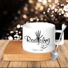 Kişiye Özel Mesleki Radyolog Ahşap Altlıklı Seramik Fincan