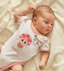 BK Kids Kişiye Özel İsimli Pembe Bebek Body Zıbın ve Kız Bebek İğnesi Hediye Seti-10