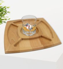 Kişiye Özel İsimli Fotoğraflı Viski Bardağı ve Doğal Masif Ahşap 4 Bölmeli Sunum Tabağı Çerezlik Hediye Seti-34