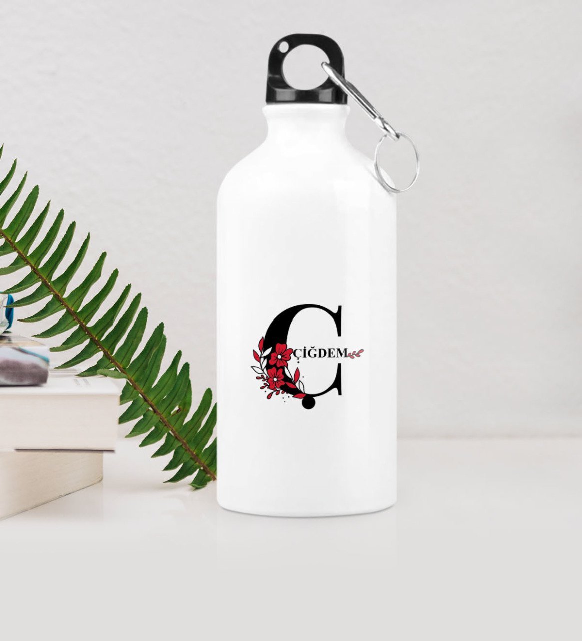 Kişiye Özel Ç Baş Harf ve İsimli Metal Suluk (500 ml.)