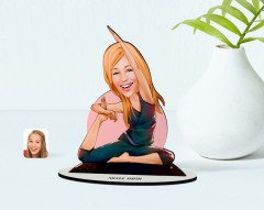 Kişiye Özel Kadın Yoga Karikatürlü Ahşap Biblo Model-2