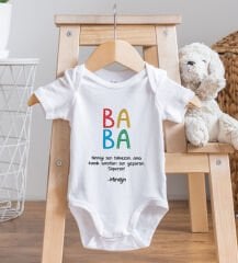 BK Kids İsimli Baba Tasarımlı Bebek Body Zıbın - Model 5, Babalar Günü Hediyesi, Yeni Doğan Hediyesi