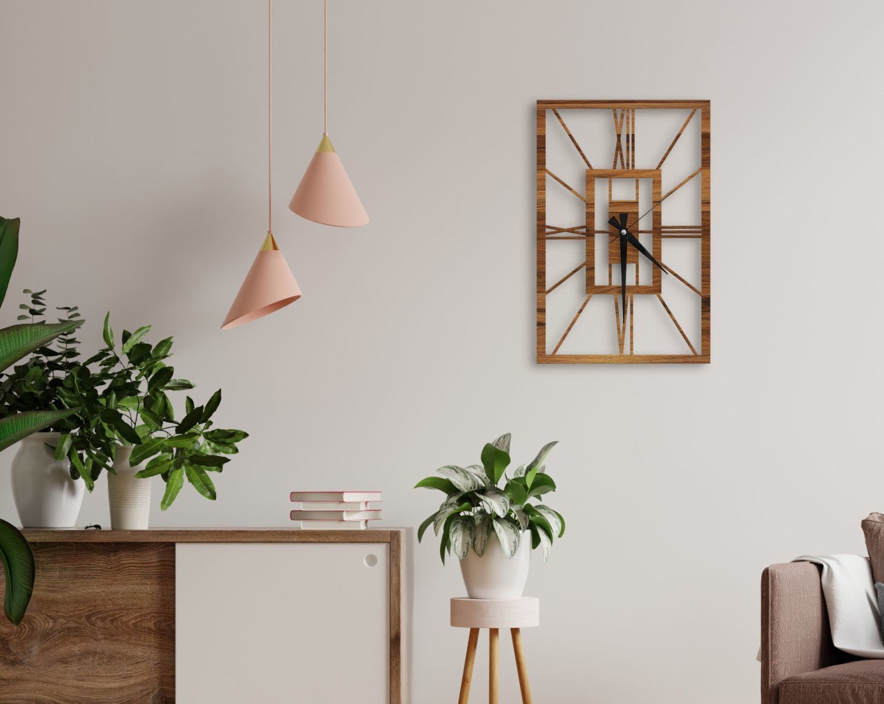 BK Home Dekoratif 45cm Ahşap Duvar Saati-32