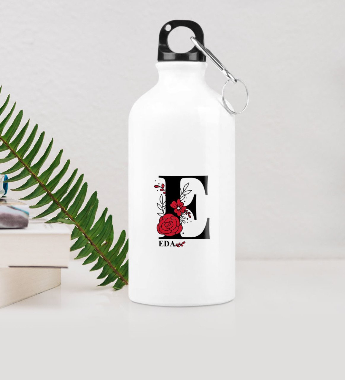 Kişiye Özel E Baş Harf ve İsimli Metal Suluk (500 ml.)