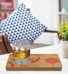Kişiye Özel Modern Art Tasarımlı Doğal Ahşap Tabaklı Viski Bardağı Sunum Seti Model 13