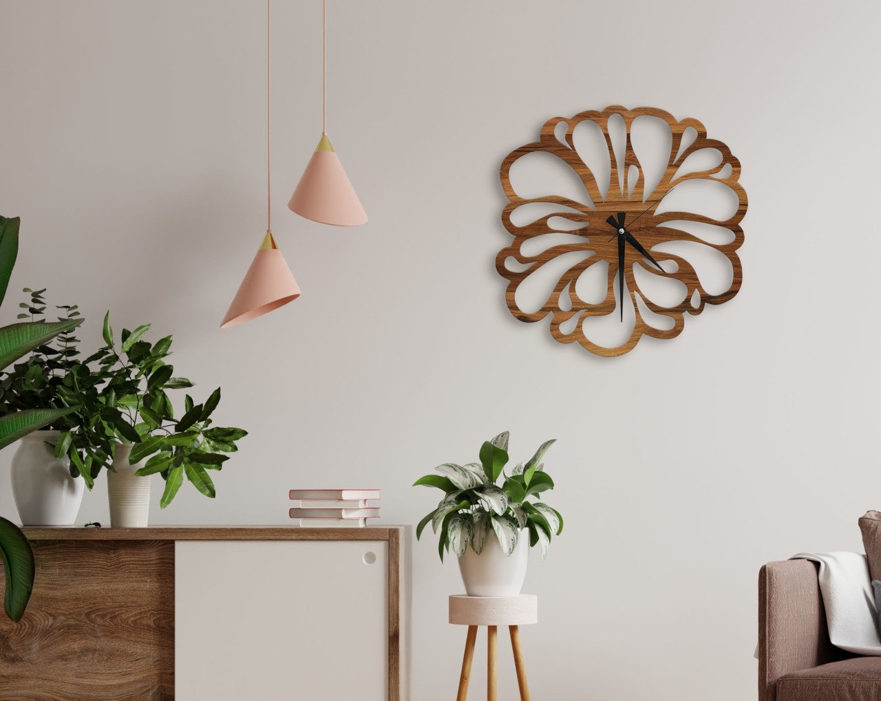 BK Home Dekoratif 45cm Ahşap Duvar Saati-33