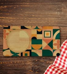 Kişiye Özel Modern Art Tasarımlı Doğal Ahşap Tabaklı Viski Bardağı Sunum Seti Model 14