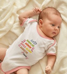 BK Kids Kişiye Özel Pembe Bebek Body Zıbın - Model 11