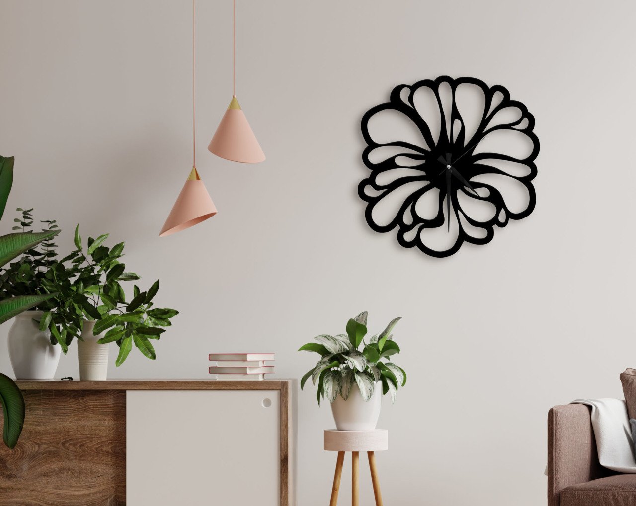 BK Home Dekoratif 45cm Ahşap Duvar Saati-34