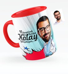 Kişiye Özel Bay Doktor Karikatürlü Kırmızı Kupa Bardak - 5