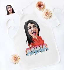 Personalized Name Ladies Caricature Kitchen Apron