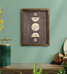 BK Home Ay ve Güneş Tasarımlı Doğal Masif Ahşap Çerçeveli Tablo 45x65cm-2