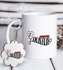 Kişiye Özel Mesleki Doktor Beyaz Kupa ve Anahtarlık Hediye Seti-13