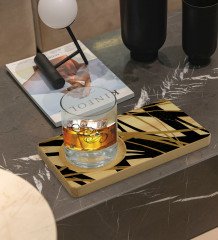 Kişiye Özel Modern Art Tasarımlı Doğal Ahşap Tabaklı Viski Bardağı Sunum Seti Model 16