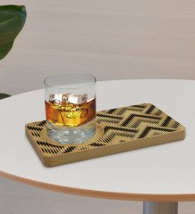 Kişiye Özel Modern Art Tasarımlı Doğal Ahşap Tabaklı Viski Bardağı Sunum Seti Model 17