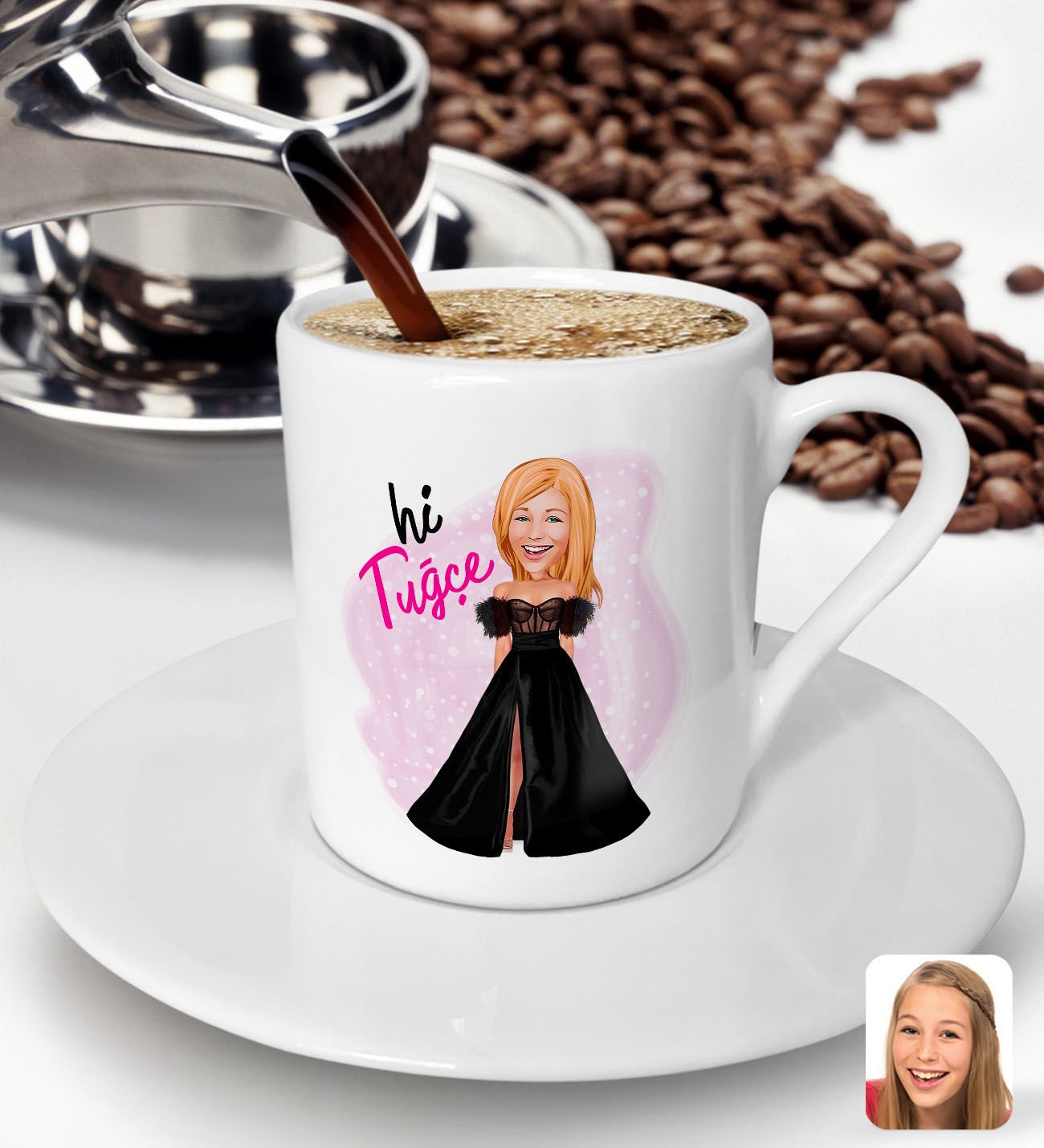 Bk Gift Kişiye Özel Barbie Karikatürlü Türk Kahvesi Fincanı-3, Barbie Filmi, Barbie Hediyelik Eşya, Arkadaşa Hediye