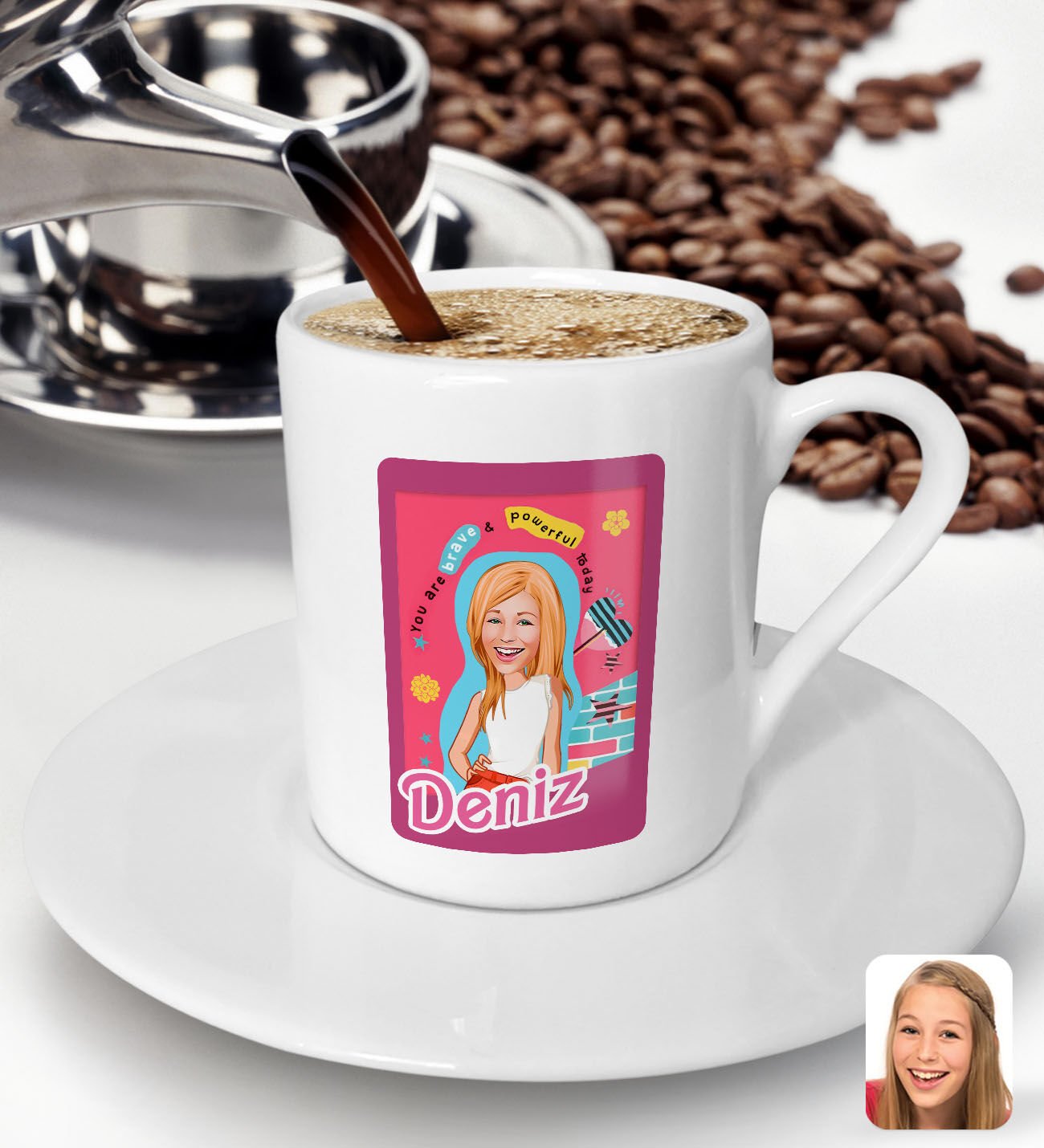 Bk Gift Kişiye Özel Barbie Karikatürlü Türk Kahvesi Fincanı-4, Barbie Filmi, Barbie Hediyelik Eşya, Arkadaşa Hediye