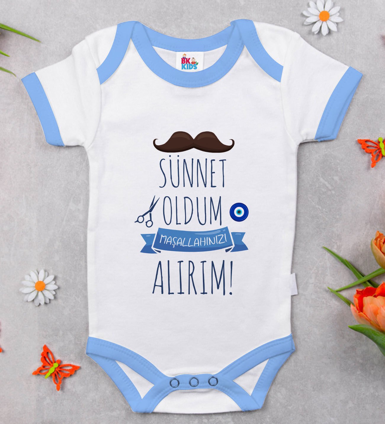BK Kids Sünnet Tasarımlı Mavi Bebek Body Zıbın-6