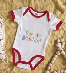 BK Kids You Are Beautiful Tasarımlı Kırmızı Bebek Body Zıbın-1