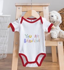 BK Kids You Are Beautiful Tasarımlı Kırmızı Bebek Body Zıbın-1