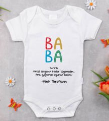 BK Kids İsimli Baba Tasarımlı Bebek Body Zıbın - Model 6, Babalar Günü Hediyesi, Yeni Doğan Hediyesi