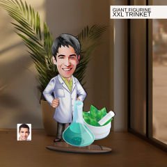 BK Gift Kişiye Özel Eczacı Karikatürlü Büyük Boy Ahşap Biblo-1  Arkadaşa Hediye , Sevgiliye Hediye, Kişiye Özel Biblolar