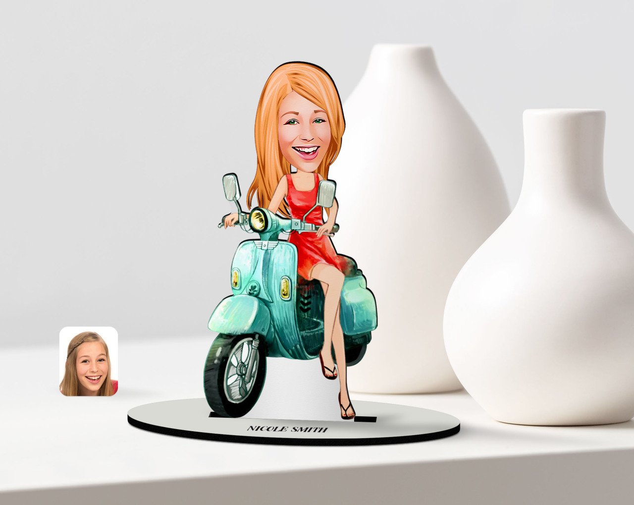 Kişiye Özel Kadın Karikatürlü Ahşap Biblo Model-24