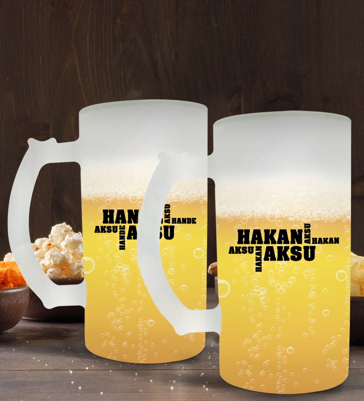 Kişiye Özel İsimli 2’li Buzlu Cam Bira Bardağı 50cl-29