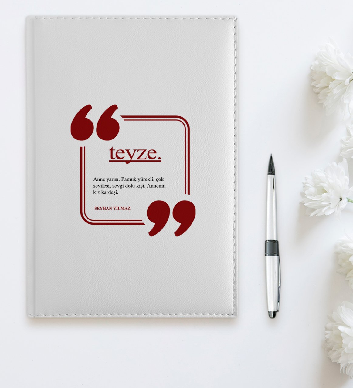 BK Gift Kişiye Özel Teyze 2023 Beyaz Deri Ajanda  3