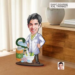 BK Gift Kişiye Özel Eczacı Karikatürlü Büyük Boy Ahşap Biblo-2 Arkadaşa Hediye , Sevgiliye Hediye, Kişiye Özel Biblolar