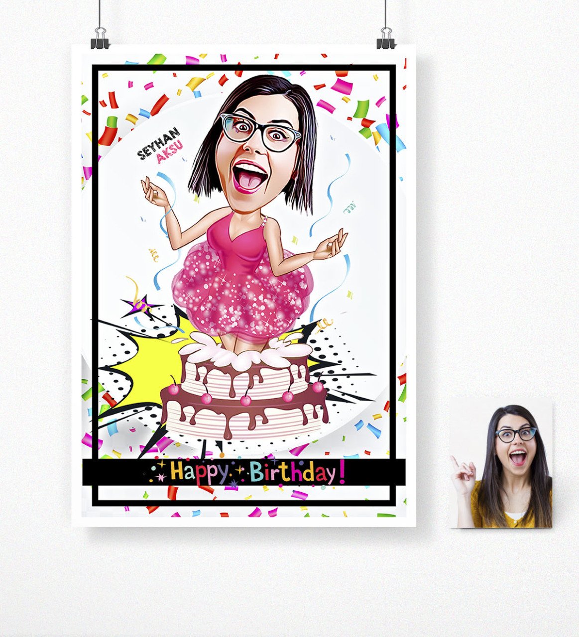 Kişiye Özel Doğum Günü Karikatür Afiş Poster (50 x 70 cm.) 3