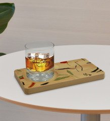 Kişiye Özel Modern Art Tasarımlı Doğal Ahşap Tabaklı Viski Bardağı Sunum Seti Model 20