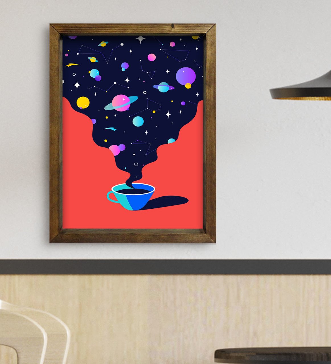 BK Gift Cafe & Bar & Restaurant Konseptli Doğal Masif Ahşap Çerçeveli Tablo 45x65cm-21