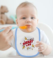 BK Kids Dikkat Laz Tasarımlı Mavi Bebek Body Zıbın ve Mama Önlüğü Hediye Seti-1