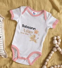 BK Kids Kişiye Özel Pembe Bebek Body Zıbın - Model 12