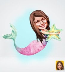 Kişiye Özel Deniz Kızı Tasarımlı Dijital Karikatür-1